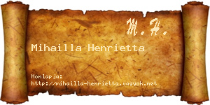 Mihailla Henrietta névjegykártya